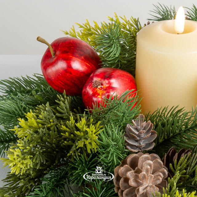 Венок для свечи Вкус Радости с яблоками и шишками 49 см Swerox