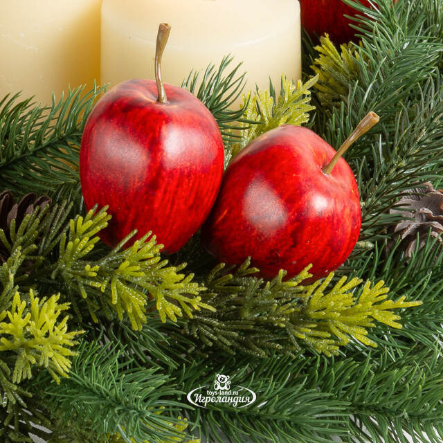 Венок для свечи Вкус Радости с яблоками и шишками 49 см Swerox