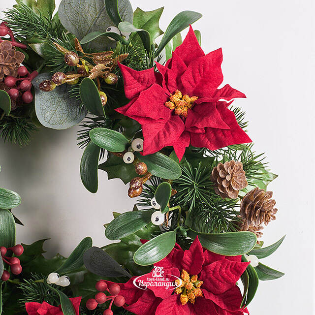 Венок Эмоции Любви с пуансеттией и ягодами 30 см Swerox