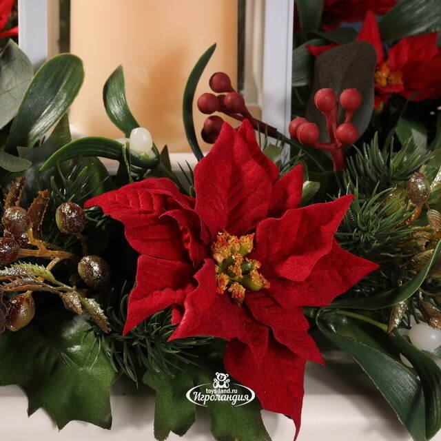 Венок Эмоции Любви с пуансеттией и ягодами 30 см Swerox