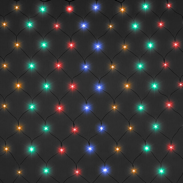 Гирлянда Сетка 1.8*1 м, 160 разноцветных LED ламп, зеленый провод, контроллер, IP20 Snowmen