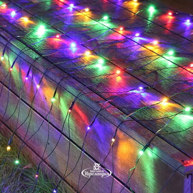 Гирлянда Сетка 1.8*1 м, 160 разноцветных LED ламп, зеленый провод, контроллер, IP20 Snowmen