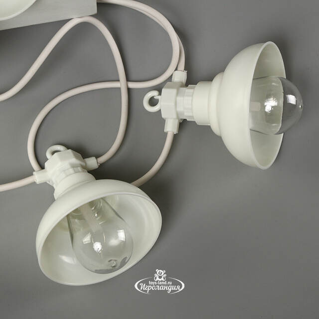 Гирлянда из лампочек Retro Party Lights 5 м, 10 ламп, теплые белые LED, белый ПВХ, соединяемая, IP44 Winter Deco