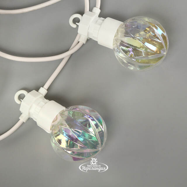 Гирлянда из лампочек Pearl Party Lights 10 м, 20 ламп, теплые белые LED, белый ПВХ, соединяемая, IP44 Winter Deco