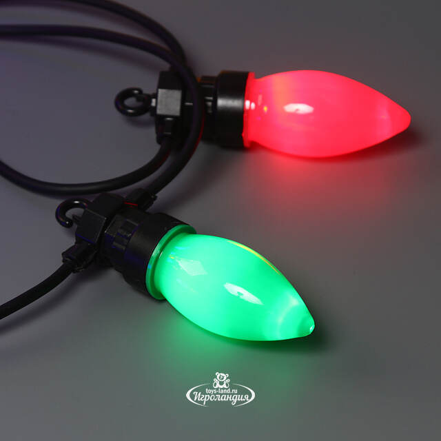 Гирлянда из лампочек Festival Party Lights 10 м, 20 ламп, разноцветные LED, черный ПВХ, соединяемая, контроллер, IP44 Winter Deco