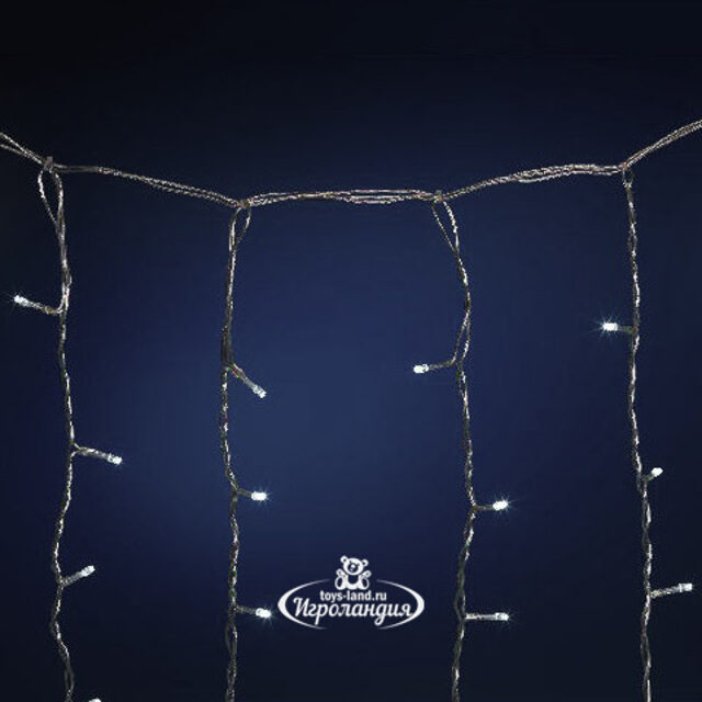 Светодиодный занавес 1.5*1.5 м, 180 холодных белых LED ламп, белый ПВХ, IP44 Snowmen