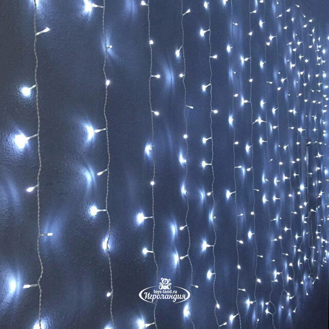 Светодиодный занавес 1.5*1.5 м, 180 холодных белых LED ламп, белый ПВХ, IP44 Snowmen