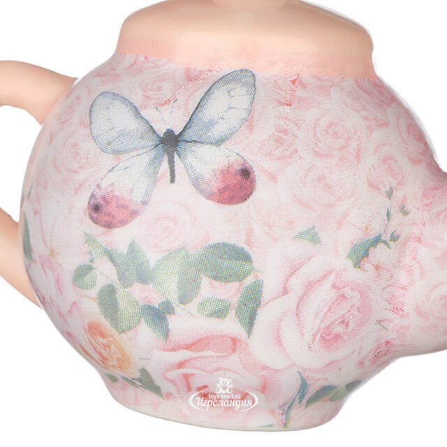 Елочная игрушка Boho Chic: Чайник с бабочкой 6 см розовый, подвеска Kurts Adler