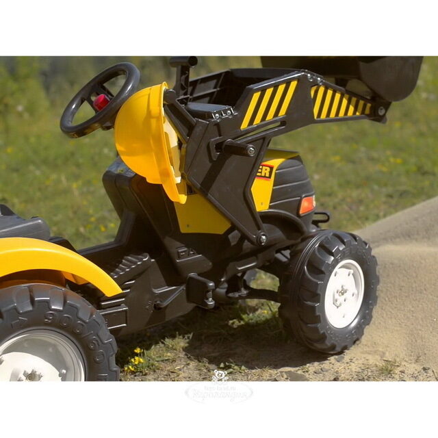 Педальный трактор Falk Power Loader c 2 ковшами и прицепом 225 см, желтый Falk (Фалк)