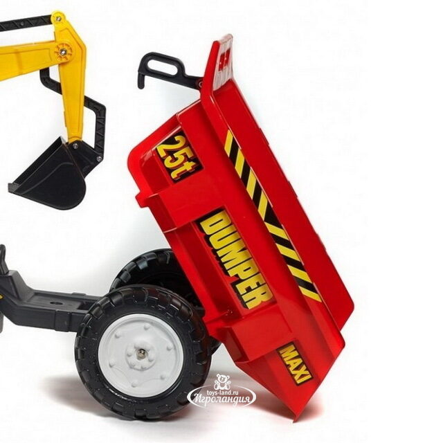 Педальный трактор Falk Power Loader c 2 ковшами, прицепом и аксессуарами 225 см, красный Falk (Фалк)