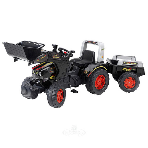 Трактор-экскаватор с прицепом, педальный, 204 см, черный Falk