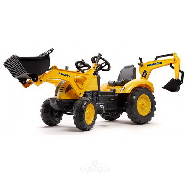 Педальный трактор Komatsu с ковшом и прицепом 222 см Falk