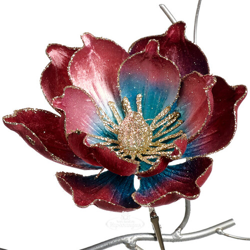Искусственный цветок Miragrado 20 см бургунди, клипса Goodwill