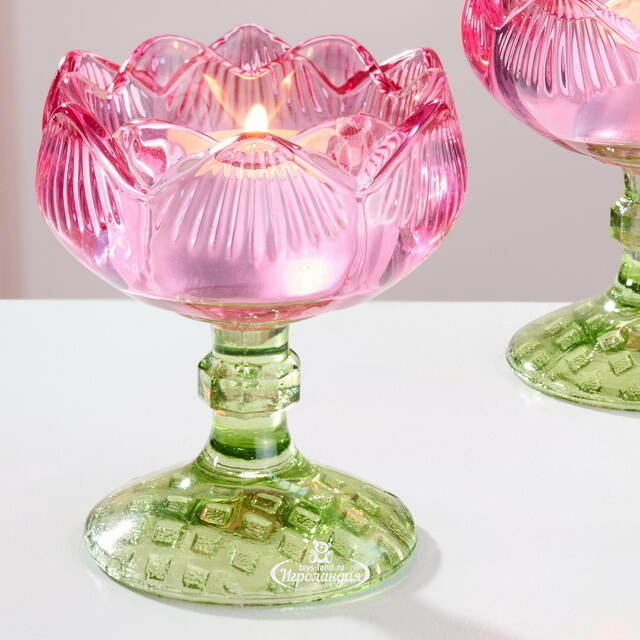 Стеклянный подсвечник-бокал Роза Giardino 9 см Goodwill