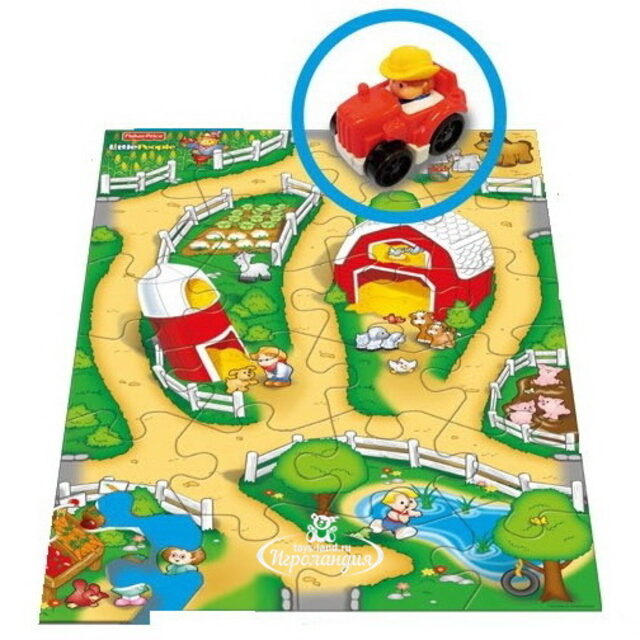 Напольный пазл Мир дорог - Ферма с машинкой, 24 элемента, 73*49 см Fisher Price