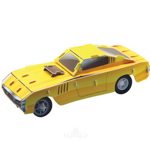 3D пазл Жёлтый гоночный автомобиль с моторчиком, 29 элементов, 9 см IQ Puzzle