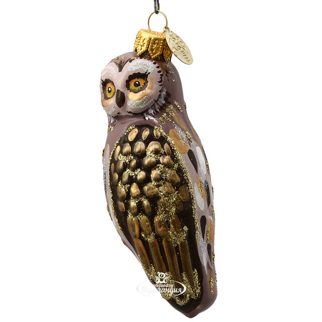 Стеклянная елочная игрушка Умная Сова 13 см, подвеска Коломеев