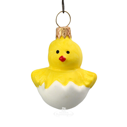Стеклянная елочная игрушка Цыпленок Дорио 5 см, подвеска Коломеев