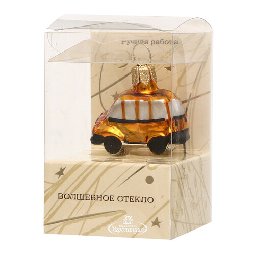 Стеклянная елочная игрушка Автобус 4 см, подвеска Коломеев