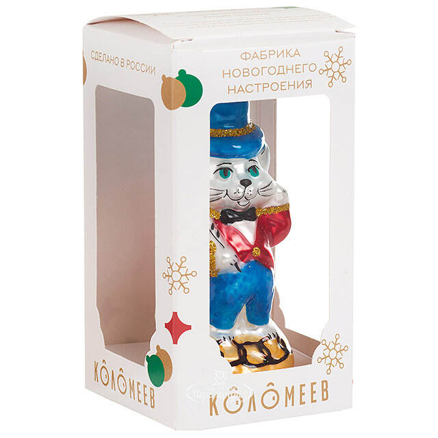 Стеклянная елочная игрушка Кот Томас - Нотариус городка Вондервилль 9 см, подвеска Коломеев