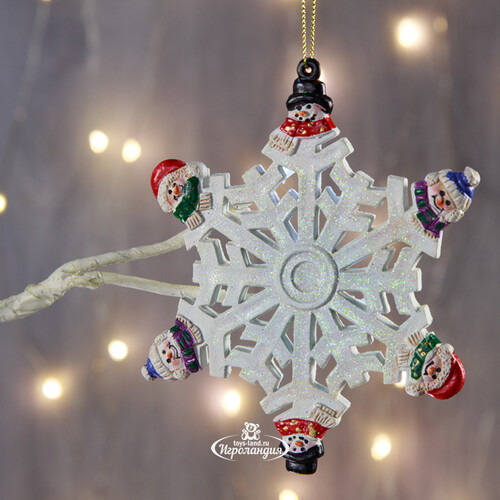 Елочная игрушка Снежинка разноцветная 13 см, подвеска Царь Елка