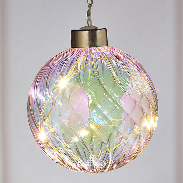 Декоративный подвесной светильник Шар Кристер 8 см, 4 теплые белые LED лампы, на батарейках, стекло Peha (Пеха)