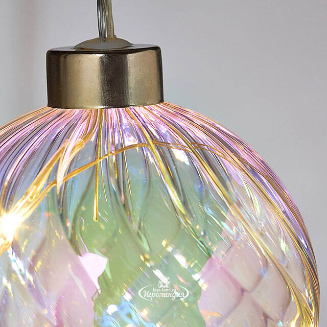 Декоративный подвесной светильник Шар Кристер 8 см, 4 теплые белые LED лампы, на батарейках, стекло Peha (Пеха)