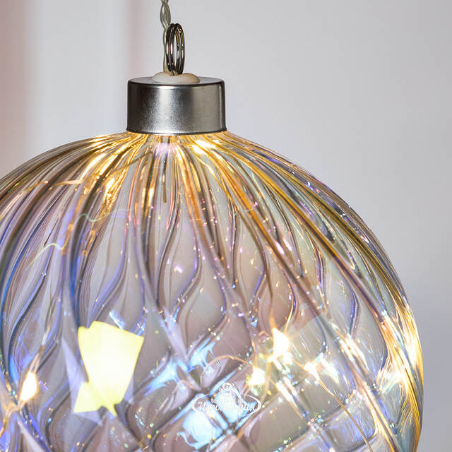 Декоративный подвесной светильник Шар Кристер 12 см, 10 теплых белых LED ламп, стекло, на батарейках Peha (Пеха)