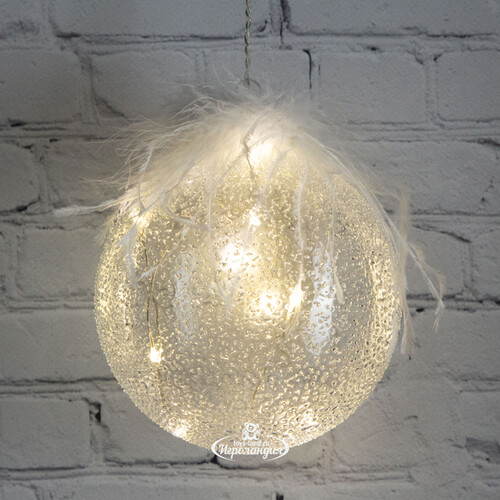 Подвесной светильник Шар Жирардо 12 см, 10 теплых белых LED ламп, стекло, на батарейках Peha