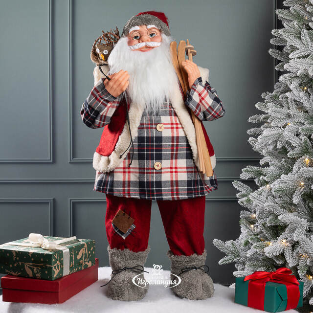 Декоративная фигура Санта-Клаус из Бергена в клетчатом наряде 78 см Peha