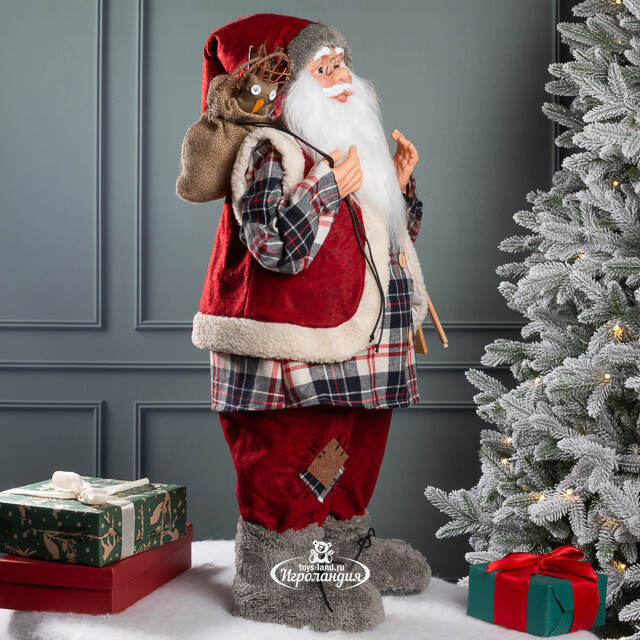 Декоративная фигура Санта-Клаус из Бергена в клетчатом наряде 78 см Peha