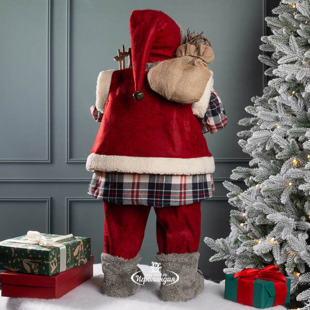 Декоративная фигура Санта-Клаус из Бергена в клетчатом наряде 78 см Peha