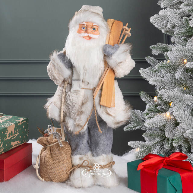 Санта в овечьей шубе с подарками и лыжами 46 см Peha