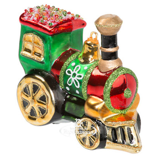 Стеклянная елочная игрушка Паровозик из Ромашково 10 см, подвеска Holiday Classics
