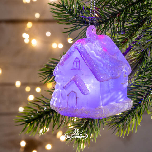 Светящаяся елочная игрушка Избушка на батарейке 7*6*7 см, подвеска Snowhouse