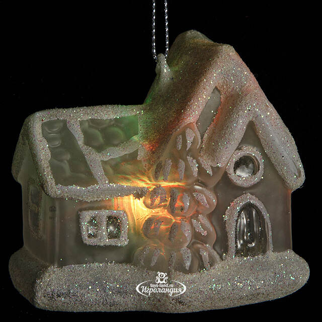 Светящаяся елочная игрушка Домик с Елочкой на батарейке 7.5*5*7.2 см, подвеска Snowhouse