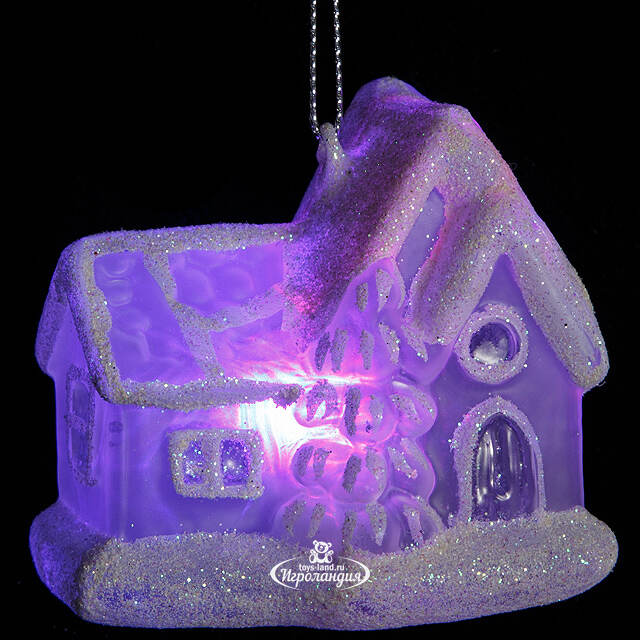 Светящаяся елочная игрушка Домик с Елочкой на батарейке 7.5*5*7.2 см, подвеска Snowhouse