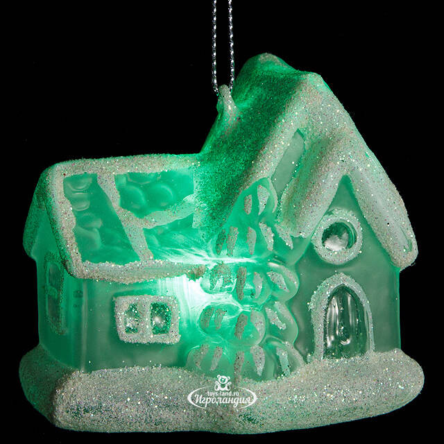 Светящаяся елочная игрушка Домик с Елочкой на батарейке 7.5*5*7.2 см, подвеска Snowhouse