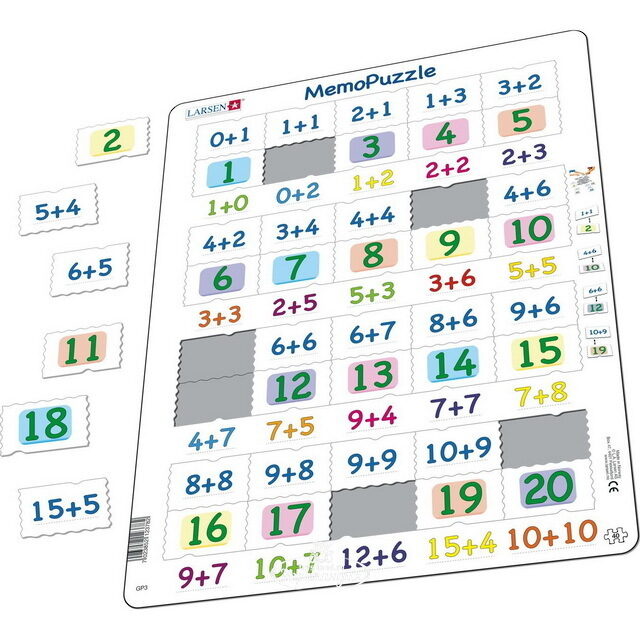 Мемо-пазл - Числа 0-20, 40 элементов LARSEN