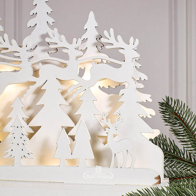 Новогодний светильник Санта в зимнем лесу 29*24 см, на батарейках Koopman