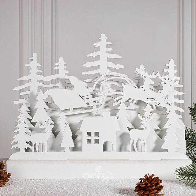 Новогодний светильник Санта в снежном лесу 23 см, на батарейках Koopman (Купман)