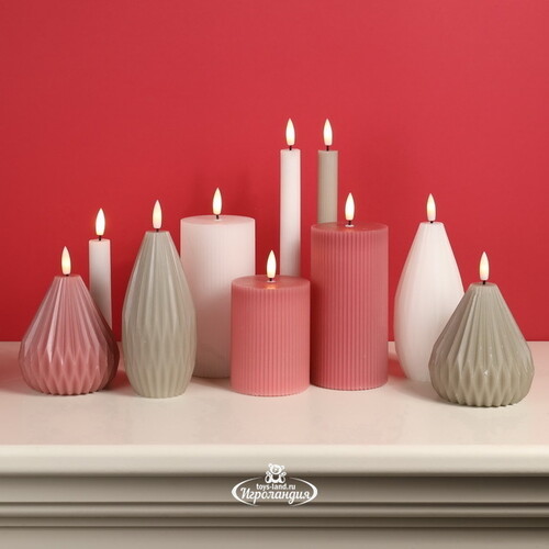 Светодиодная свеча с имитацией пламени Грацио 10 см темно-розовая, на батарейках Peha