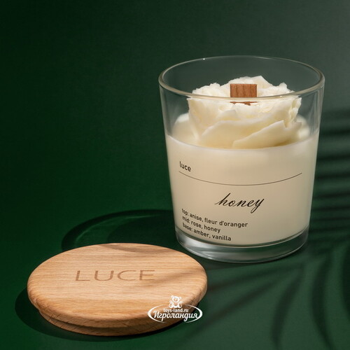Декоративная ароматическая свеча Luce Rosa: Мед, 30 часов горения Luce