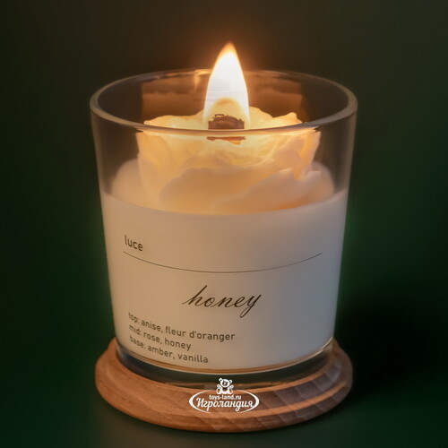 Декоративная ароматическая свеча Luce Rosa: Мед, 30 часов горения Luce