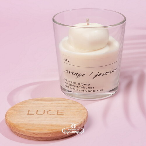 Декоративная ароматическая свеча Luce Heart: Апельсин + Жасмин, 30 часов горения Luce
