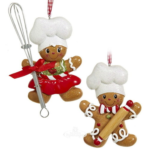 Набор елочных игрушек Рождественская кухня Санты: Gingerbread Whirl 13 см, 2 шт, подвеска Kurts Adler