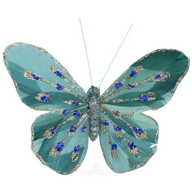 Декоративное украшение Butterfly Jody 13 см зеленое, 2 шт, клипса Koopman