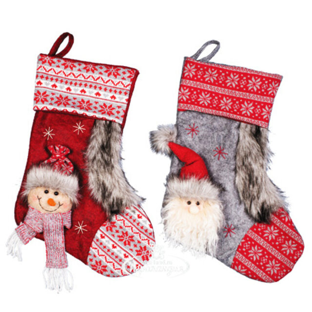 Новогодний носок Сказки Лапландии со Снеговиком 45 см Holiday Classics