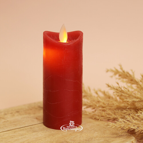 Светодиодная восковая свеча Живое Пламя 11*5 см красная, на батарейках Koopman
