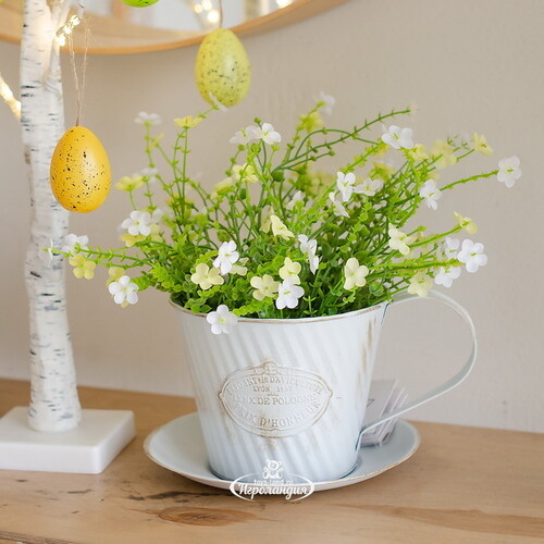 Декоративное кашпо для цветов Чашка Весенний Прованс 23*20 см, металл Kaemingk